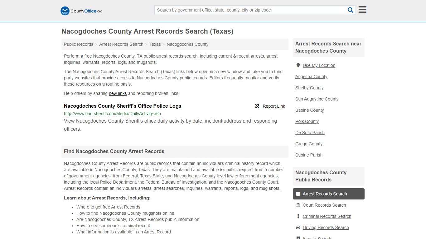 Arrest Records Search - Nacogdoches County, TX (Arrests ...