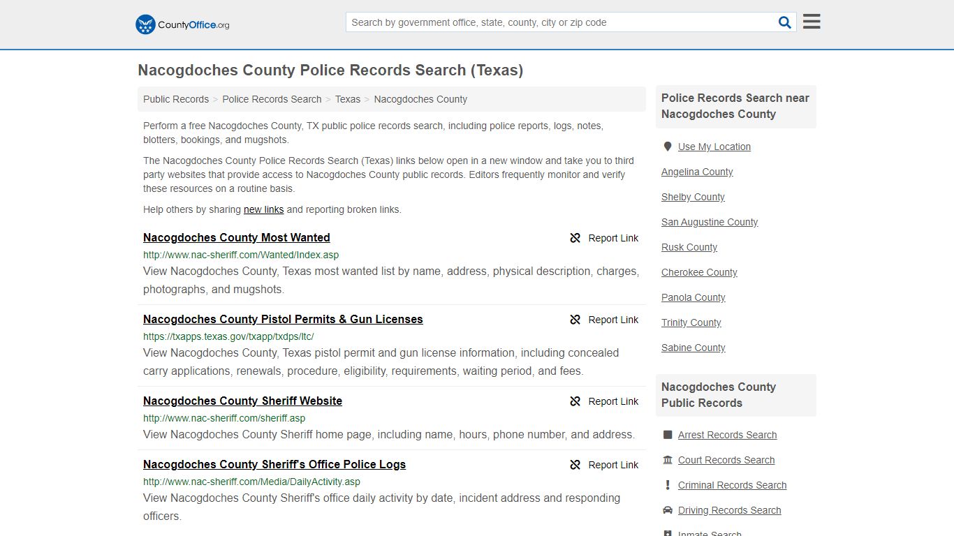 Police Records Search - Nacogdoches County, TX (Accidents ...