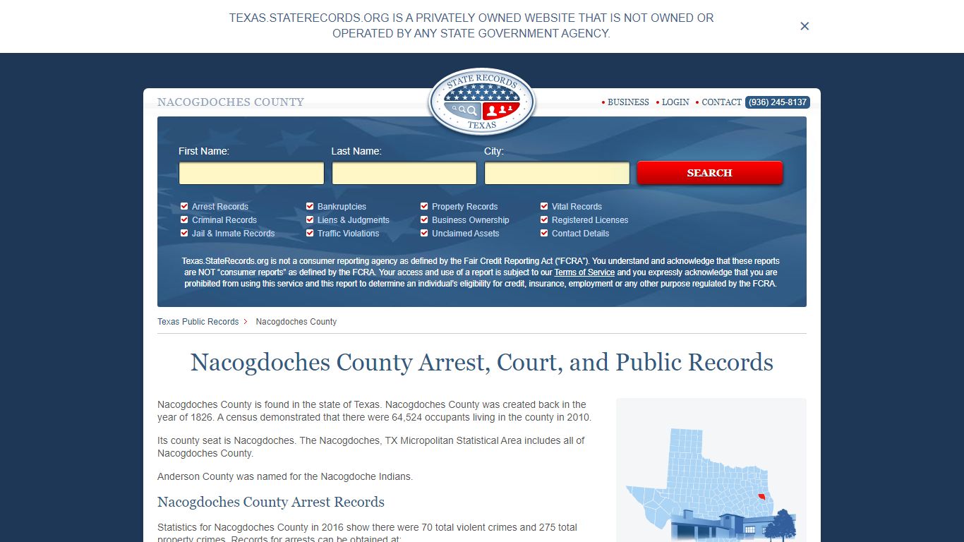 Nacogdoches County Arrest, Court, and Public Records